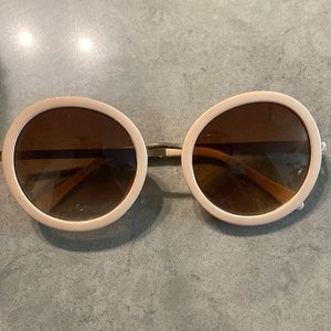 Oversized cream round sunglasses